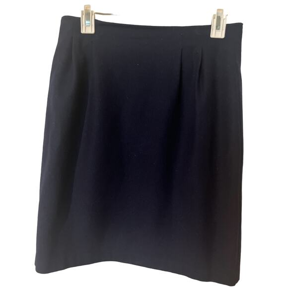 Vintage 70s Navy Blue Pure Wool Mini Skirt Work Fundamental Things Petite 12 Med - Picture 1 of 4